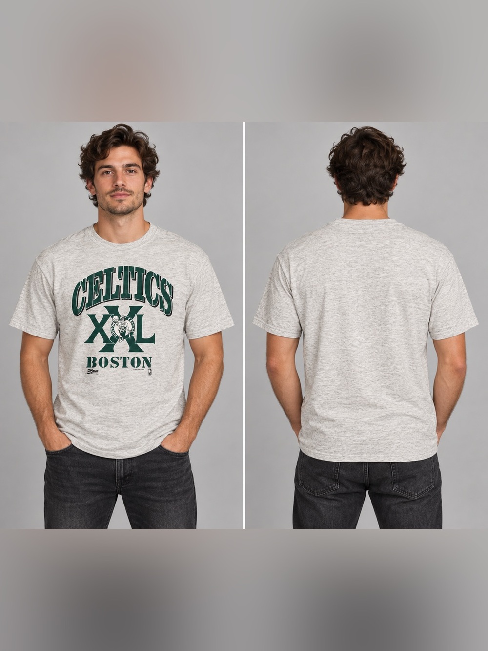 Vintage Boston Celtics Salem Sportswear Shirt Men’s Large 90s Gray Short Sleeves